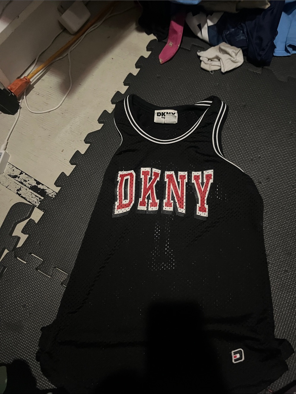 DKNY Black Tank Top with Red Logo